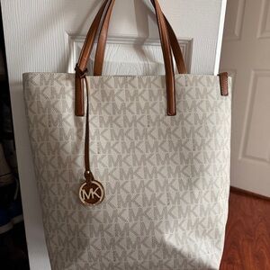 Michael Kors Beige and Brown Logo Tote